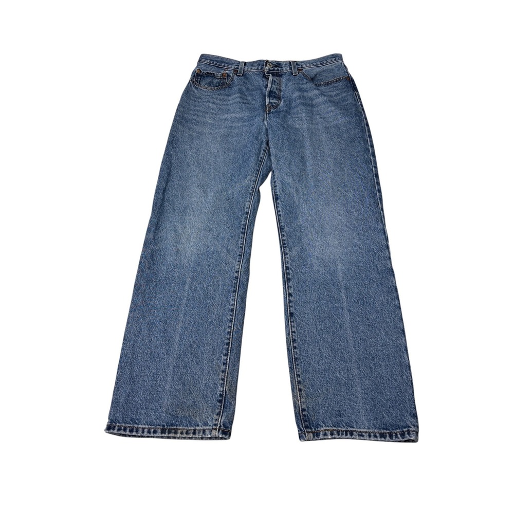 Levis Premium Big E 501 90s Straight Leg Jeans Medium Wash‎ Blue Womens W30 L30